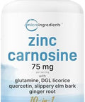 Zinc Carnosine 75Mg 240 Veggie Capsules 10In1 Zinc Supplements For Men and Women With Glutamine Dgl Licorice Quercetin Slippery Elm Bark and Ginger Root NonGmo Gluten