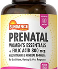 Sundance Prenatal Multivitamin With Folic Acid 100 Quick Release Capsules 800 Mcg Nongmo Gluten Supplement For Women