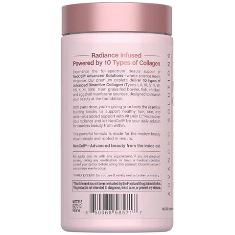 Neocell Multi Collagen Peptides 60 Caplets Advanced Formula Nourishing Formula Hair Skin & Nails Supplement