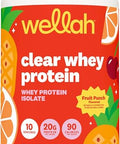 Wellah Clear Whey Protein Isolate Powder (Fruit Punch) 10 Servings - 20G Of Protein 90 Calories Sweetened With Stevia