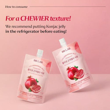 Bb Lab Collagen Konjac Jelly Pomegranate (10 Packs/52.9 Oz) 5 Calories Sugar Fish Collagen Peptide 1000 Mg Low Carb/Drinkable Zero Sugar Jelly Dessert Dietary Fiber Gluten