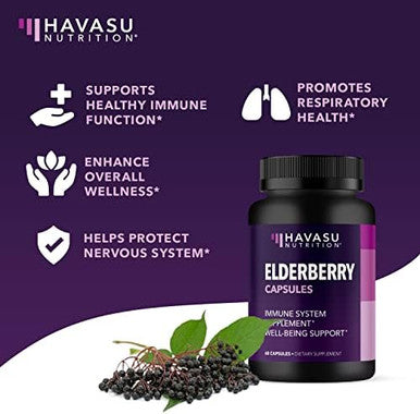 Sambucus Black Elderberry Capsules Immune Support Supplement For Adults 400Mg Of Extract Per Serving For Overall Wellness Vegetarianfriendly Nongmo Unflavored 60 Count 2 Month Supply