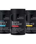 Sports Research Blood Control Pack - Blood Balance Iron Supplement - 36 Mg Iron Folate & Vitamin C For Absorption Omega-3 Fish Oil 1250 Vitamin D3 K2 5000 Iu