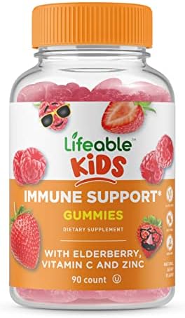 Lifeable Probiotic 2 Billion Cfu Kids + Immune Support Kids Gummies Bundle Great Tasting Vitamin Supplement Gluten Gmo Chewable Gummy