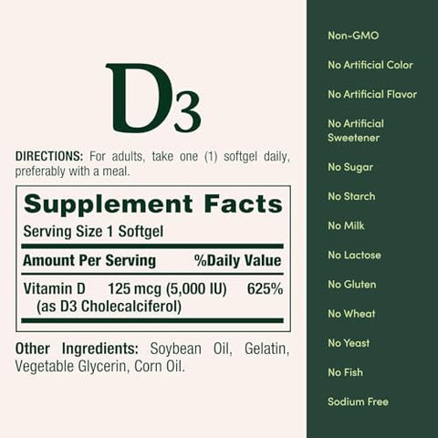 NatureS Bounty Vitamin D5000 Iu Softgels Maximum Strength 150 Ea ( Pack Of 2)