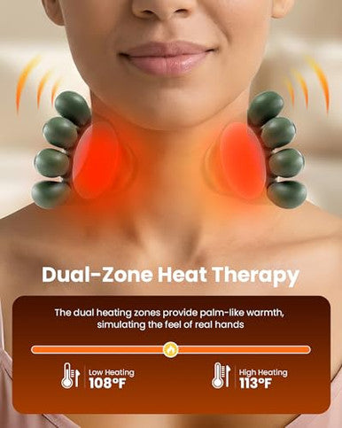 Eiwajkxe Neck Massager With Heat - Neck And Back Shiatsu Massager For Relieve Fatigue Deep Tissue Portable Neck And Shoulder Massager For Home And Travel Green