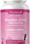 Mulittea Liposomal Myoinositol & Dchiro Inositol Supplement For Women 40:1 Ratio Plus Omega3 Hormone Balance Support Ovarian Help Menstrual Cycles & Mood Vegan 120 Softgels