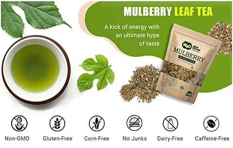 Mulberry Leaf Tea 8 Oz, Dried Crushed Leaves, Best Caffeine Free Tea - Way4Organic (1 Pack)