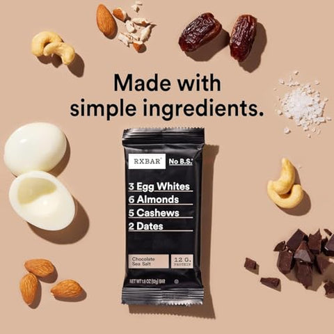 RXBAR Protein Bar Variety Pack, 14 Count Chocolate Sea Salt, Peanut Butter Chocolate & Blueberry Simple Ingredient Snack Bars