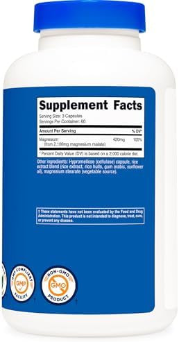 Nutricost Magnesium Malate 2100Mg 180 Capsules Vegetarian Nongmo Gluten