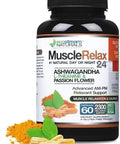 Ecostream Naturals Relaxant Muscle Relax 24/7 Large 2300 Milligram Day/Night Use Capsules Maximum Strength Support With Valerian Passion Flower Magnesium
