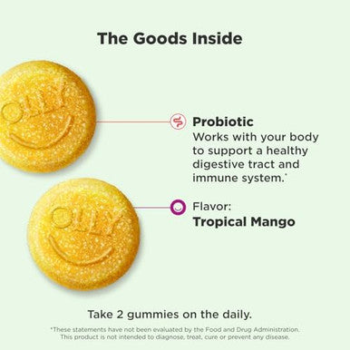 Olly Probiotic Gummy Immune And Digestive Support 1 Billion Cfus Chewable Probiotic Supplement Mango 25 Day Supply 50 Count