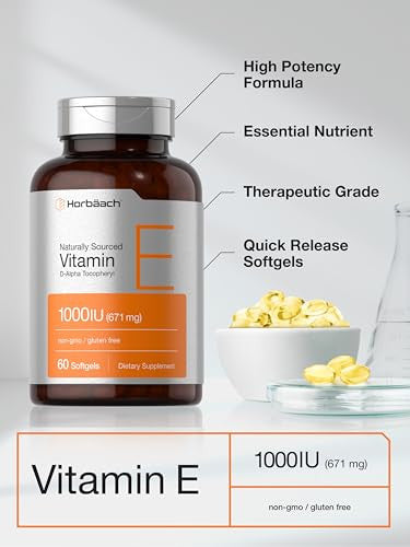Horbaach Vitamin E Softgels 60 Count 1000 Iu
