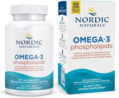 Nordic Naturals Omega3 Phospholipids Unflavored 60 Soft Gels 500 Mg Omega3 & 350 Mg Phospholipids Heart & Brain Health Small Easytoswallow Soft Gels Nongmo 30 Servings