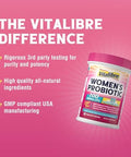 Iron Supplement for Women and Men with Vitamins C B6 B12 and Folate+Vitalibre Womens Probiotics 100 Billion CFU 15 Strains w/Prebiotic Cranberry Vitamin B6 and VC