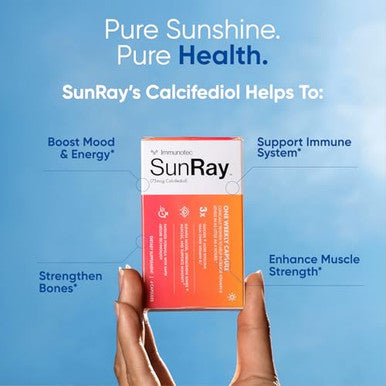 Immunotec Sunray Calcifediol Vitamin D Supplement | Fast-Acting Once-Weekly Vitamin D | High Bioavailability 25-Hydroxyvitamin D | Immune Mood Bone & Muscle Support 7 Capsules
