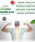 Lifeable Vitamin D3 K2 Gummies for Adults 1000iu D3 and K2 100mcg Great Tasting D3 and K2 Supplements for Bone Health and Immunity VIT D3 K2 for Adults Men and Women 60 Gummies