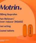 Motrin IB Ibuprofen 200mg Tablets for Fever Muscle Aches Headache & Back Pain Relief 100 ct.