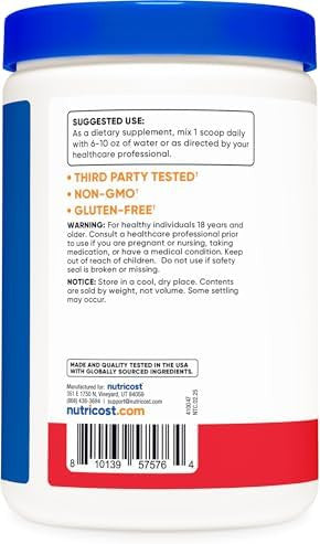 Nutricost Prebiotic Fiber Fruit Punch Flavored (1 Pound) Vegan Gluten Gmo