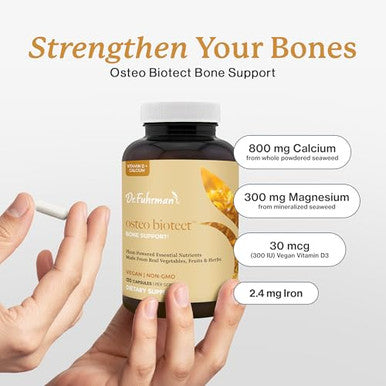Dr Fuhrman Osteo Biotect Organic Calcium Bone Health Supplement With Vegan Vitamin D3 120 Capsules 800Mg