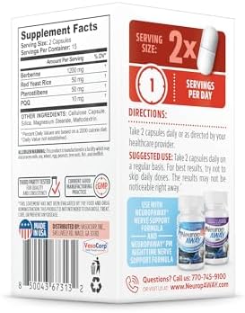 Neuropaway Cardiovascular Support 30Ct 1200Mg Berberine Pqq Red Yeast Rice Pterostilbene