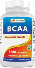 Best Naturals Bcaa Branch Chain Amino Acid 3200Mg Per Serving 200 Capsules Pharmaceutical Grade 100% Pure Instantized Formula Pre/Post Workout Bodybuilding Supplement Boost Muscle Growth