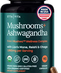 Etta Vita Usda Organic Lions Mane Supplement Capsules With Ashwagandha Chaga Reishi