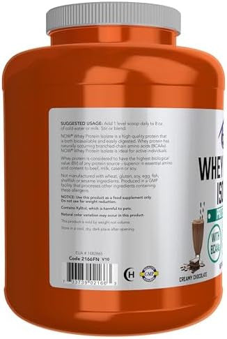 Now Foods Sports Nutrition Whey Protein Isolate 25 G With Bcaas Creamy Chocolate Powder 5Pound