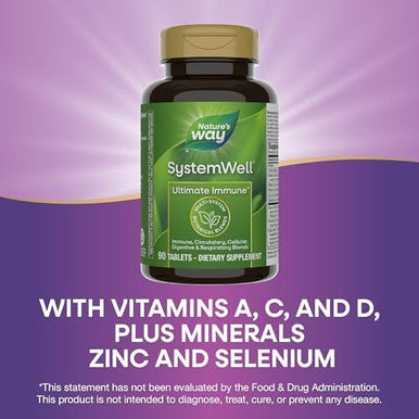 Nature'S Way Systemwell Ultimate Immune, With Vitamins C, A, D, Zinc, Selenium, Multi-System Botanical Blends Including Immune, Respiratory, Digestive, & Circulatory, 90 Tablets (Packaging May Vary)