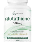Micro Ingredients Glutathione 500Mg With 100Mg Vitamin C Supplement 240 Veggie Capsules Reduced Glutathione Fat Soluble Ascorbyl Palmitate Complex Non-Gmo Filler Free