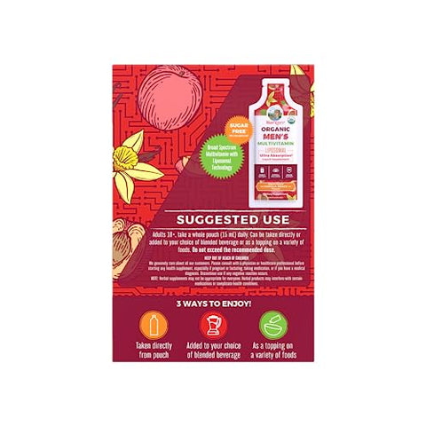 Maryruth'S Maryruth Organics Multivitamin For Men Usda Organic Sugar Free Mens Multivitamin Liposomal Liquid Vitamins For Men Immune Support Supplement & Overall Wellness Vegan 14-0.5 Fl Oz Pouches
