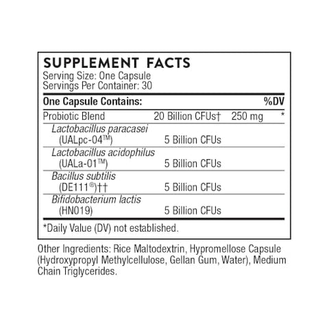 Thorne - Florasport 20B - Shelf-Stable Probiotic Blend - Supports Gut Immune & Digestive Health - Occasional Gas Bloating Diarrhea & Constipation Relief - Nsf Certified For Sport 30 Capsules