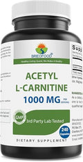 Brieofood Acetyl L-Carnitine 1000 Mg Per Serving- 240 Capsules. Gluten-, Non-Gmo.