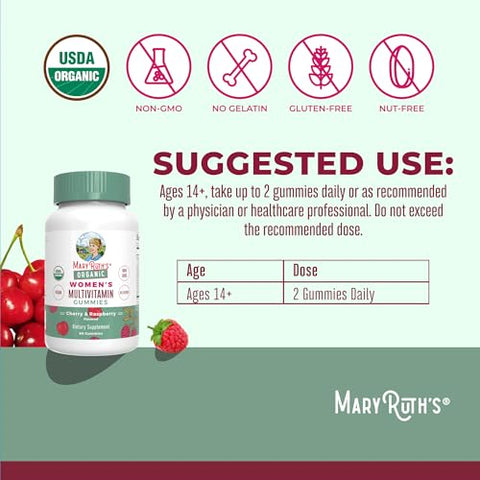 Maryruth'S Multivitamin Gummies For Women Ages 14 Immune Support Hair & Skin Health Reproductive Health Vitamin A C D E B6 B12 Biotin Zinc Iodine Organic Vegan Non-Gmo 60 Count