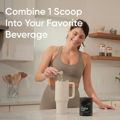 Sports Research Organic Fiber Unflavored Organic Fiber Powder - Daily Psyllium Husk And Prebiotic Agave Inulin Helps Maintain Regularity With Soluble & Insoluble Fiber - Easy To Mix 30 Servings