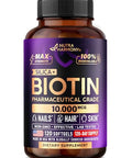 Nutraharmony Biotin 10000Mcg With Silicon - Pharmaceutical Grade Biotin Supplement For Women - Hair Growth Support Skin & Nails - Max Strength & 100 Bioavailability - Made In Usa - 120 Softgels 120 Days Supply
