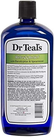Dr Teal'S Foaming Bath And Lotion Set (2 Pack 42Oz Total) 34Oz Relax & Relief Eucalyptus & Spearmint Foaming Bath 8Oz Nighttime Therapy Melatonin Body Lotion At Home Spa Kit