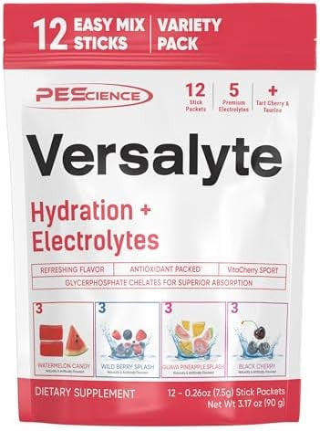 Pescience Versalyte Electrolyte Hydration Packets Sugar Electrolyte Powder With Magnesium Taurine Antioxidants Trace Minerals - 4 Flavor Variety Pack 12 Servings