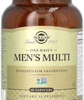 Solgar One Daily MenS Multivitamin Whole Body Support Supplement Highly Absorbable Delayed Release One Daily Multi Vitamin Capsules For Men Immune Heart Energy Stress and Muscle Health 60 Servings