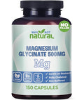 Why Not Natural Magnesium Glycinate 500 mg Capsules Supplement Vegan No Filler Supports Sleep and Relaxation