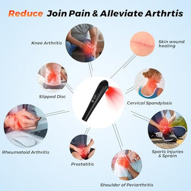 Figerm Cold Laser Therapy Device For Pain Relief Infrared Red Light Therapy Devices For Knee Neck Joint And Muscle With 808Nm & 650Nm 3 Power Mode/ 4 Timer Handheld Black