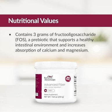 Bariatric Advantage Advanced Fiber Powdered Formula Supports A Healthy Intestinal Environment And Increases Absorption Of Calcium And Magnesium Unflavored 30 Servings