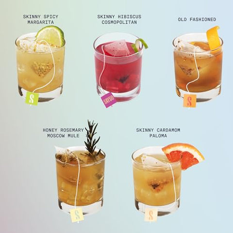SAYSO Skinny Cardamom Paloma & Honey Rosemary Moscow Mule Cocktail Tea Bags - Mixers Bundle | Organic, Low-calorie & Low Sugar - 2x 8 count