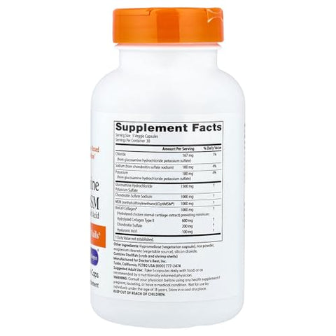 Doctor'S Best Glucosamine Chondroitin Msm Hyaluronic Acid With Optimsm Featuring Biocell Collagen Joint Support Non-Gmo Gluten & Soy Free 150 Caps