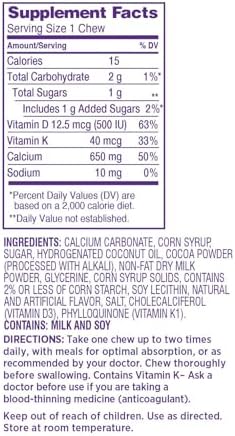 Viactiv Calcium Plus Vitamin D Supplement Soft Chews Brown Milk Chocolate 180 Count