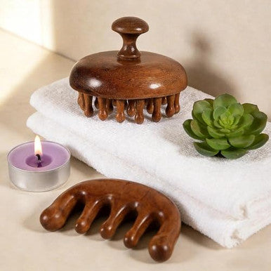 Lycss Scalp Massager For Hair Growth Two-Piece Set-Manual Head Scrubber With Sandalwood Portable Handheld Tool For Scalp Care & Relaxation Stress Relief Brush For Home And Travel Spa Experience
