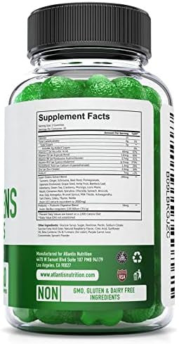 Supergreens & Ashwagandha Gummies - Ashwagandha Promotes Calmness & Enhances The Immune System - Delicious Supergreens With Spinach, Broccoli, Beetroot & Green Tea For Immune Support - 60 Gummies