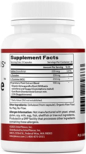 Interplexus Thyrodyne Iodine Tyrosine & Plant Extracts For Thyroid Support Gluten Dairy Soy 60 Capsules (30 Servings)