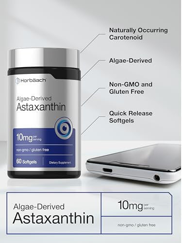 Horbaach Astaxanthin Supplements 60 Softgels 10Mg