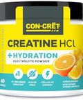 Concret Creatine Hcl + Hydration Electrolyte Powder Tub Lemon Lime Sugar Electrolytes Rehydration Formula W Potassium Sodium Zinc Magnesium To Hydrate & Recover (40 Serv)